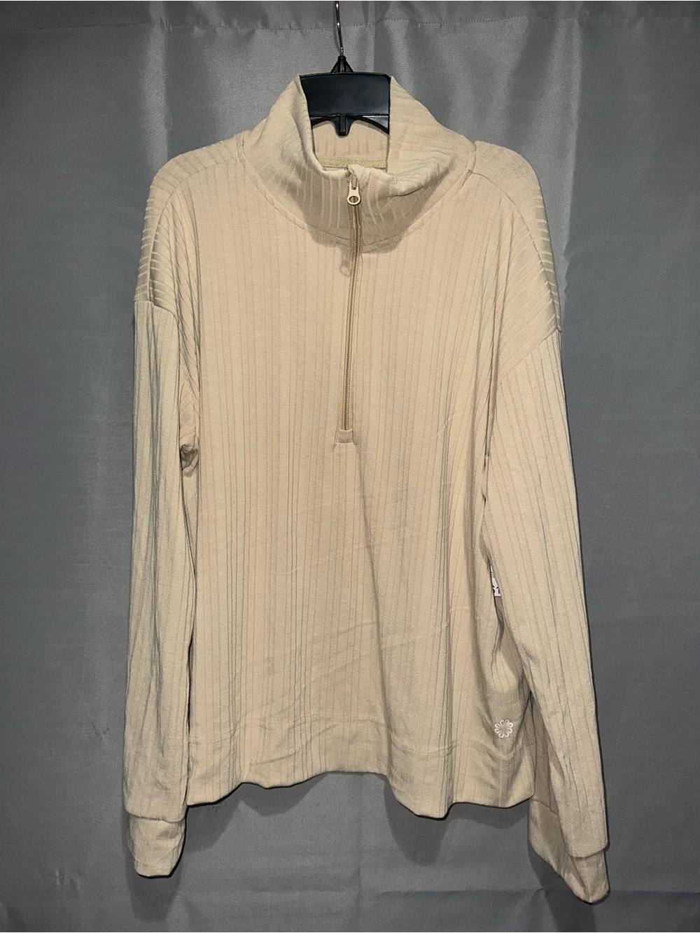 Pro Player Tan Ribbed Crewneck with White Logo Print
